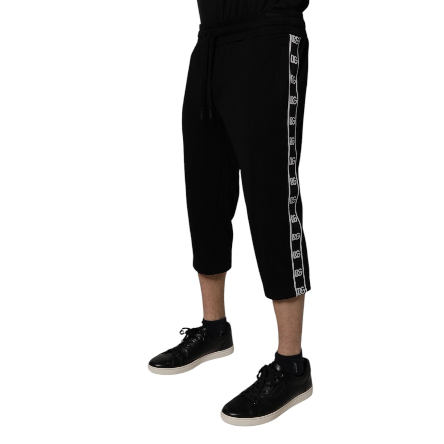 Dolce & Gabbana Black Cotton Blend Cropped Sweatpants Pants