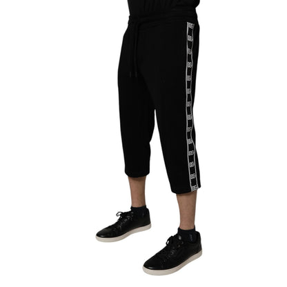 Dolce & Gabbana Black Cotton Blend Cropped Sweatpants Pants