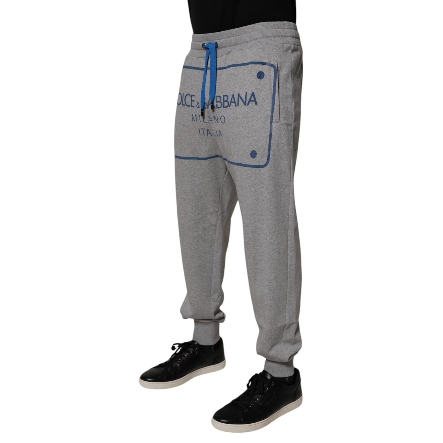Dolce & Gabbana Gray Logo Cotton Men Jogger Sweatpants Pants