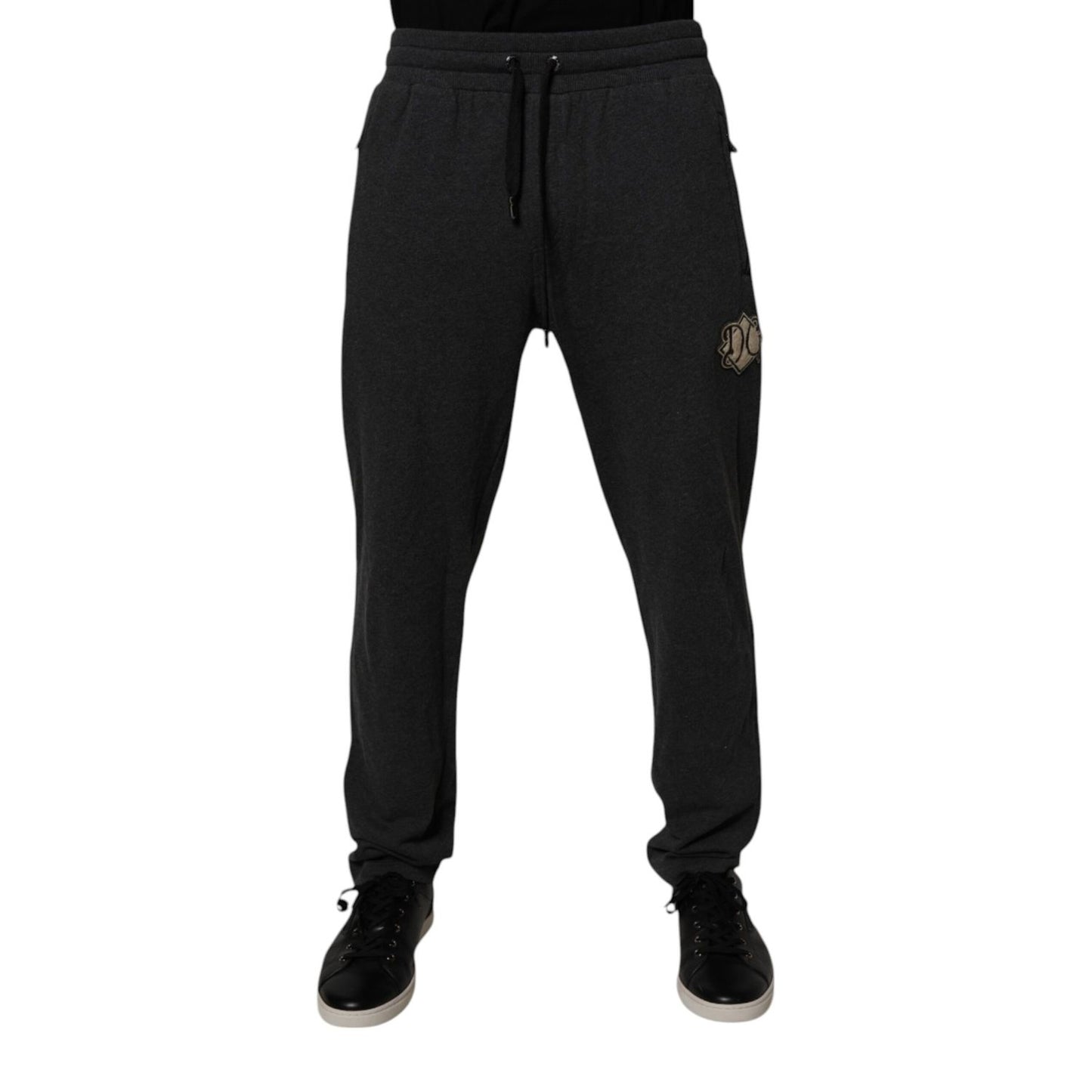 Dolce & Gabbana Dark Gray Logo Cotton Jogger Sweatpants Pants
