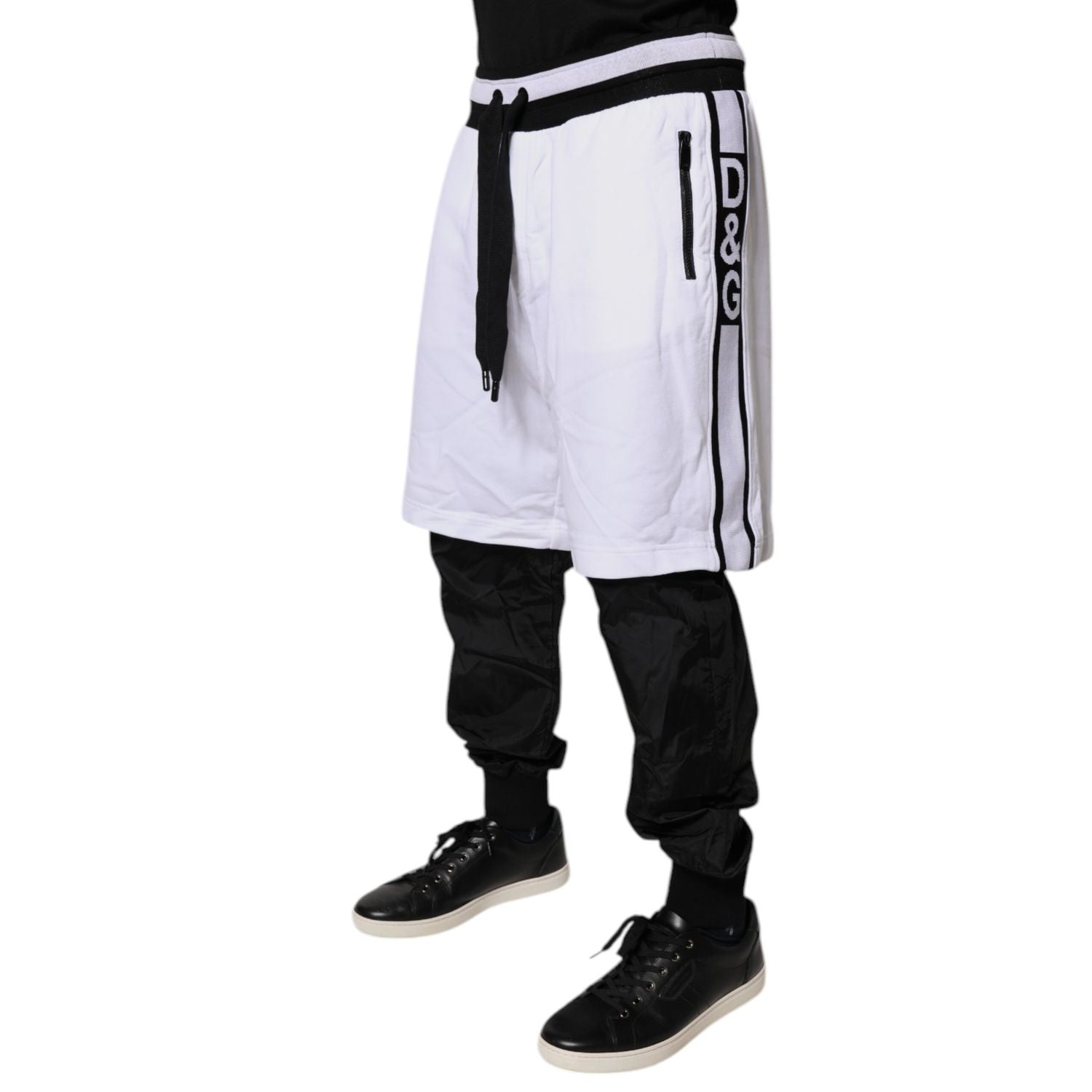 Dolce & Gabbana Black White Cotton Layered Sweatpants Pants