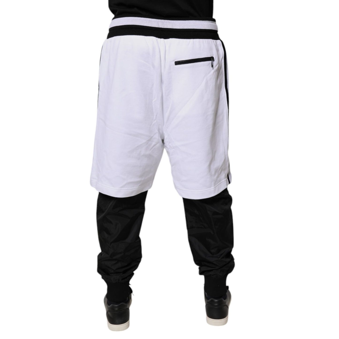 Dolce & Gabbana Black White Cotton Layered Sweatpants Pants Dolce & Gabbana