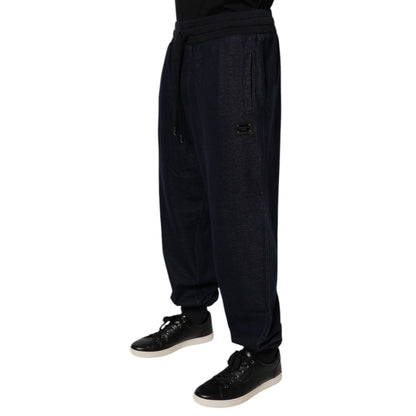 Dolce & Gabbana Black Jacquard Cotton Jogger Sweatpants Pants