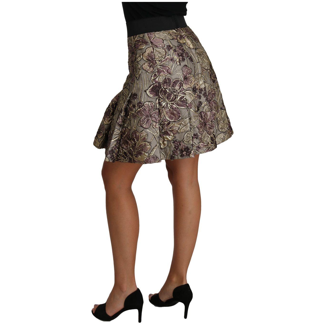 Dolce & Gabbana A-Line Mini Floral Print Jaquard Skirt Skirt
