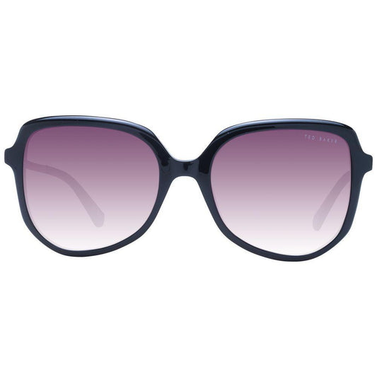 Ted Baker Black Women Sunglass with pink gradient lenses and full-rim acetate black frame. 100% UVA & UVB protection, size 54-18-140.