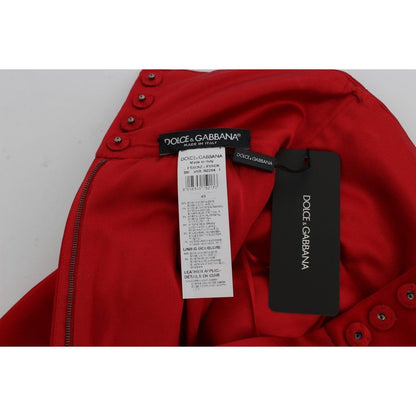 Dolce & Gabbana Red Silk Crystal Roses Shorts