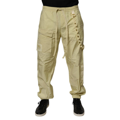 Dolce & Gabbana Yellow Nylon Cargo Chain Men Jogger Pants Dolce & Gabbana