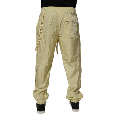 Dolce & Gabbana Yellow Nylon Cargo Chain Men Jogger Pants Dolce & Gabbana