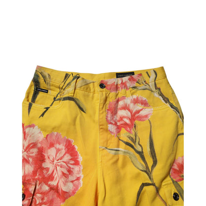 Dolce & Gabbana Yellow Floral Cargo Denim Men Bermuda Shorts Dolce & Gabbana