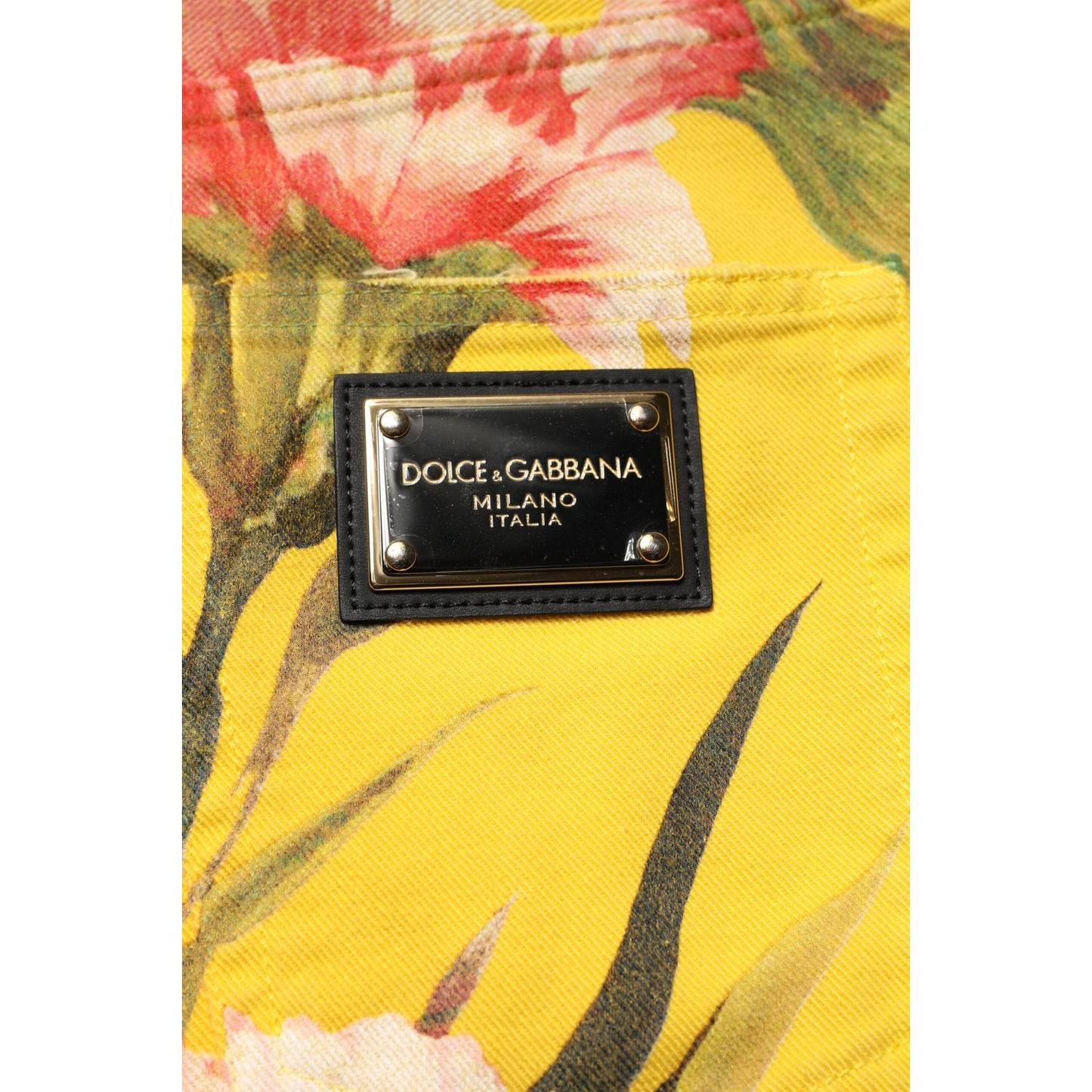 Dolce & Gabbana Yellow Floral Cargo Denim Men Bermuda Shorts Dolce & Gabbana