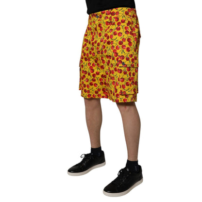 Dolce & Gabbana Yellow Cherry Print Cotton Men Bermuda Shorts Dolce & Gabbana