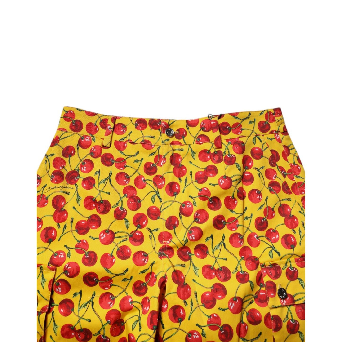 Dolce & Gabbana Yellow Cherry Print Cotton Men Bermuda Shorts Dolce & Gabbana