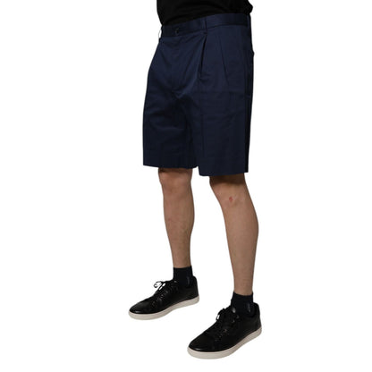 Dolce & Gabbana Dark Blue Cotton Mid Waist Men Bermuda Shorts