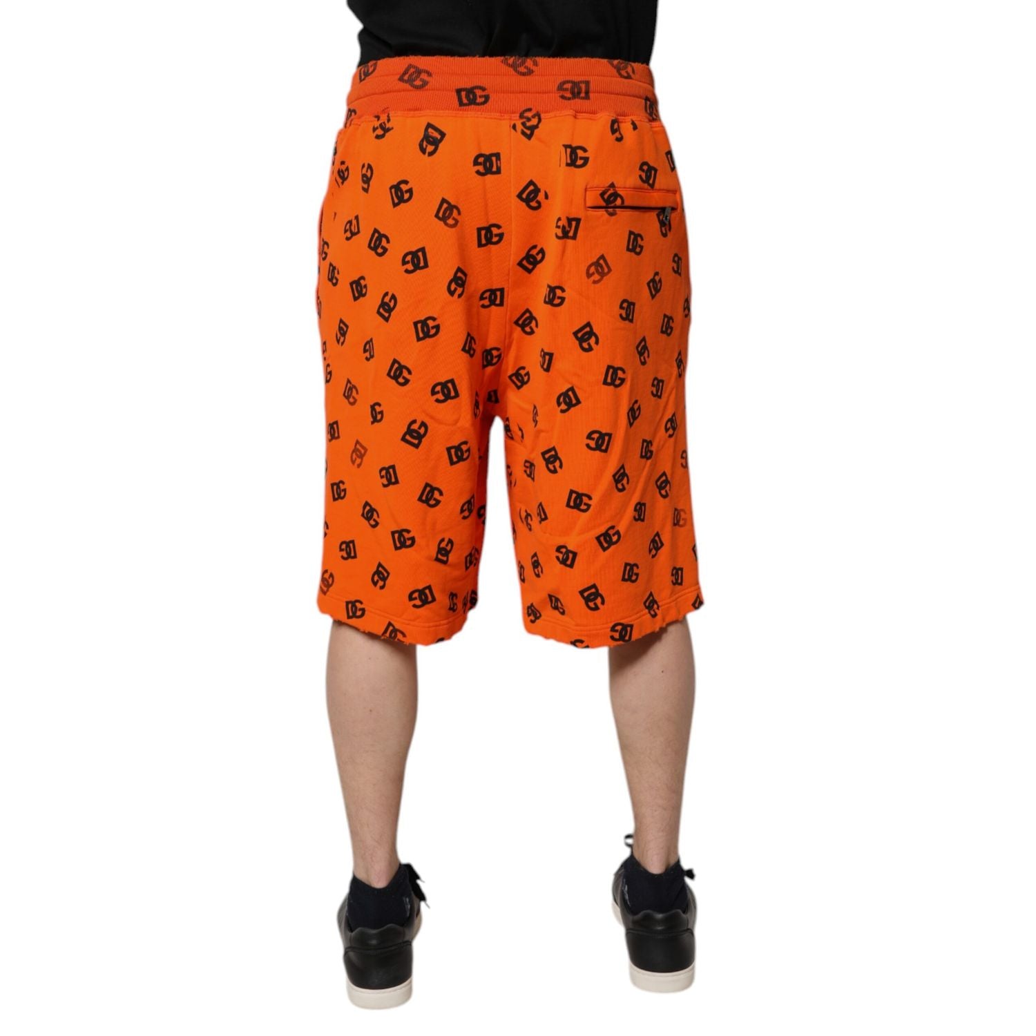 Dolce & Gabbana Orange Logo Monogram Cotton Bermuda Shorts
