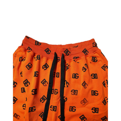 Dolce & Gabbana Orange Logo Monogram Cotton Bermuda Shorts
