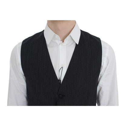 Dolce & Gabbana Gray Striped Formal Vest