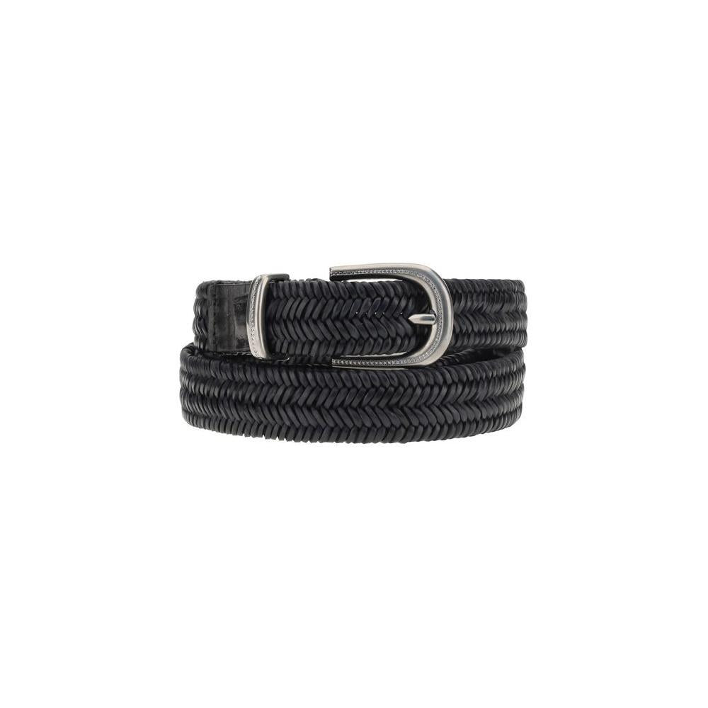 Brunello Cucinelli Braided stretch leather Belt BR-M0NAPC228CNERO-L