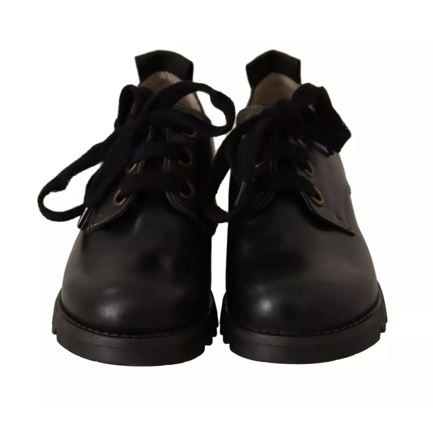 FLY LONDON Black Leather Low Top Lace Up Women Oxford Shoes