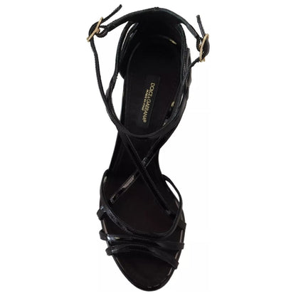 Dolce & Gabbana Black Leather Stiletto Heels Sandals Shoes