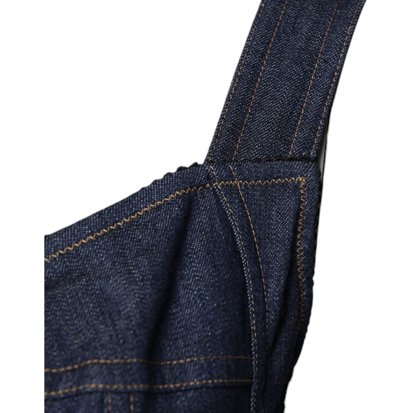 Dolce & Gabbana Blue Cotton Stretch Sleeveless Bodycon Denim Bodysuit