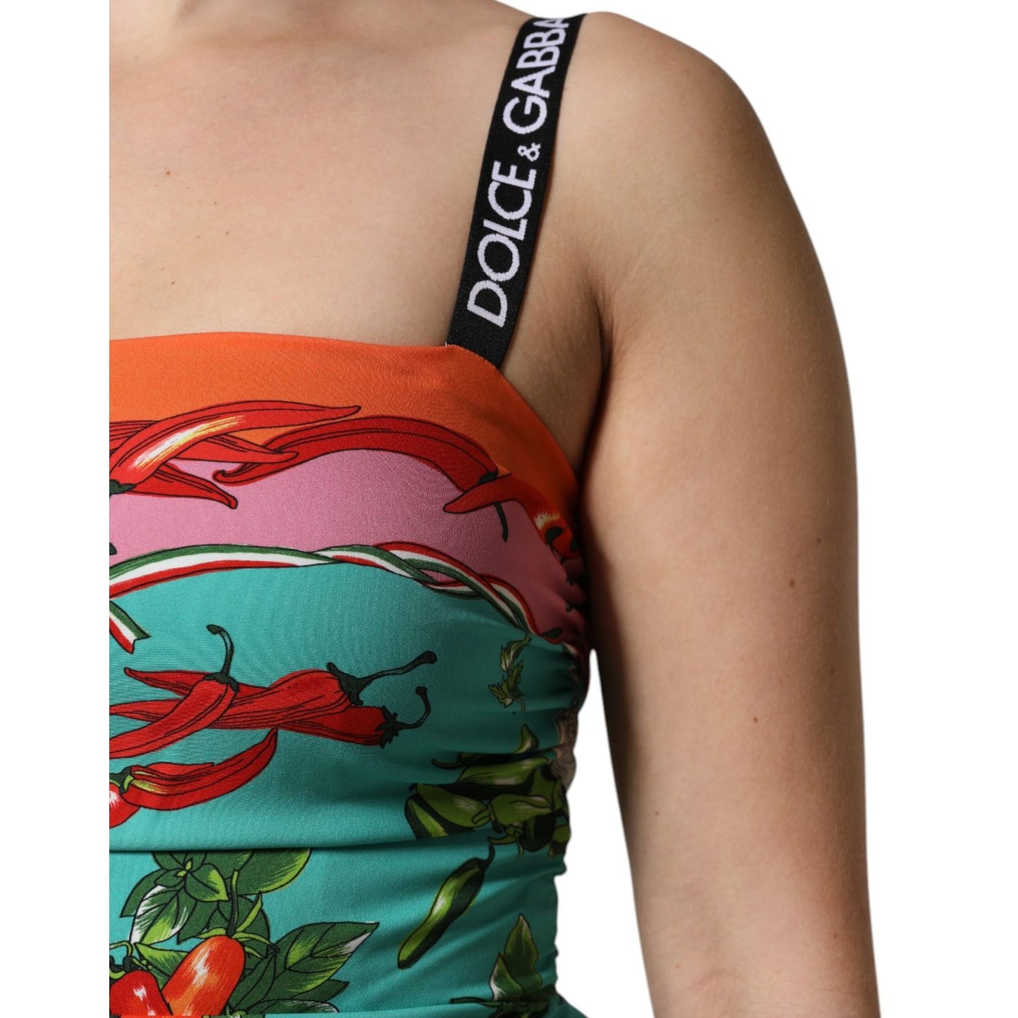 Dolce & Gabbana Multicolor Printed Silk Sleeveless Midi Dress