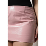 Dolce & Gabbana Glossy Pink Cotton High Waist Mini Skirt SKI2080-38