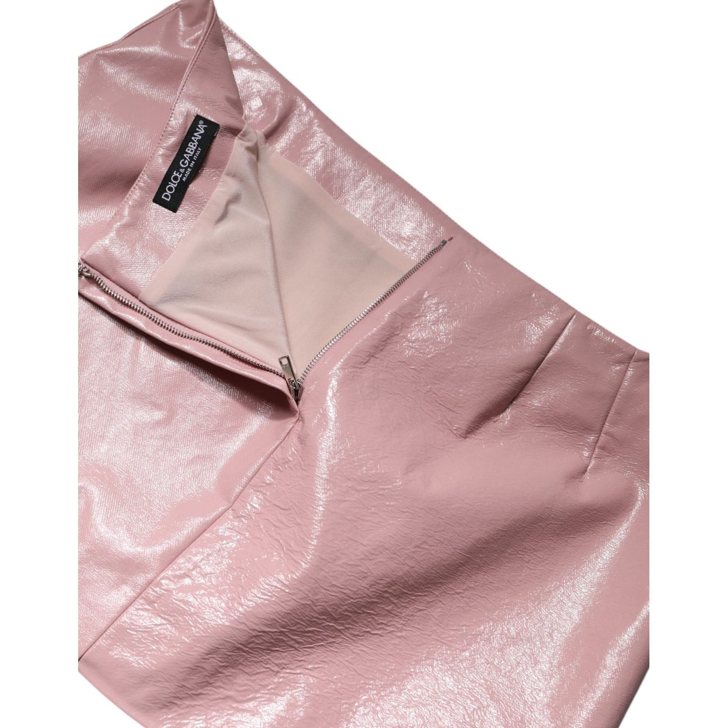 Dolce & Gabbana Glossy Pink Cotton High Waist Mini Skirt SKI2080-38