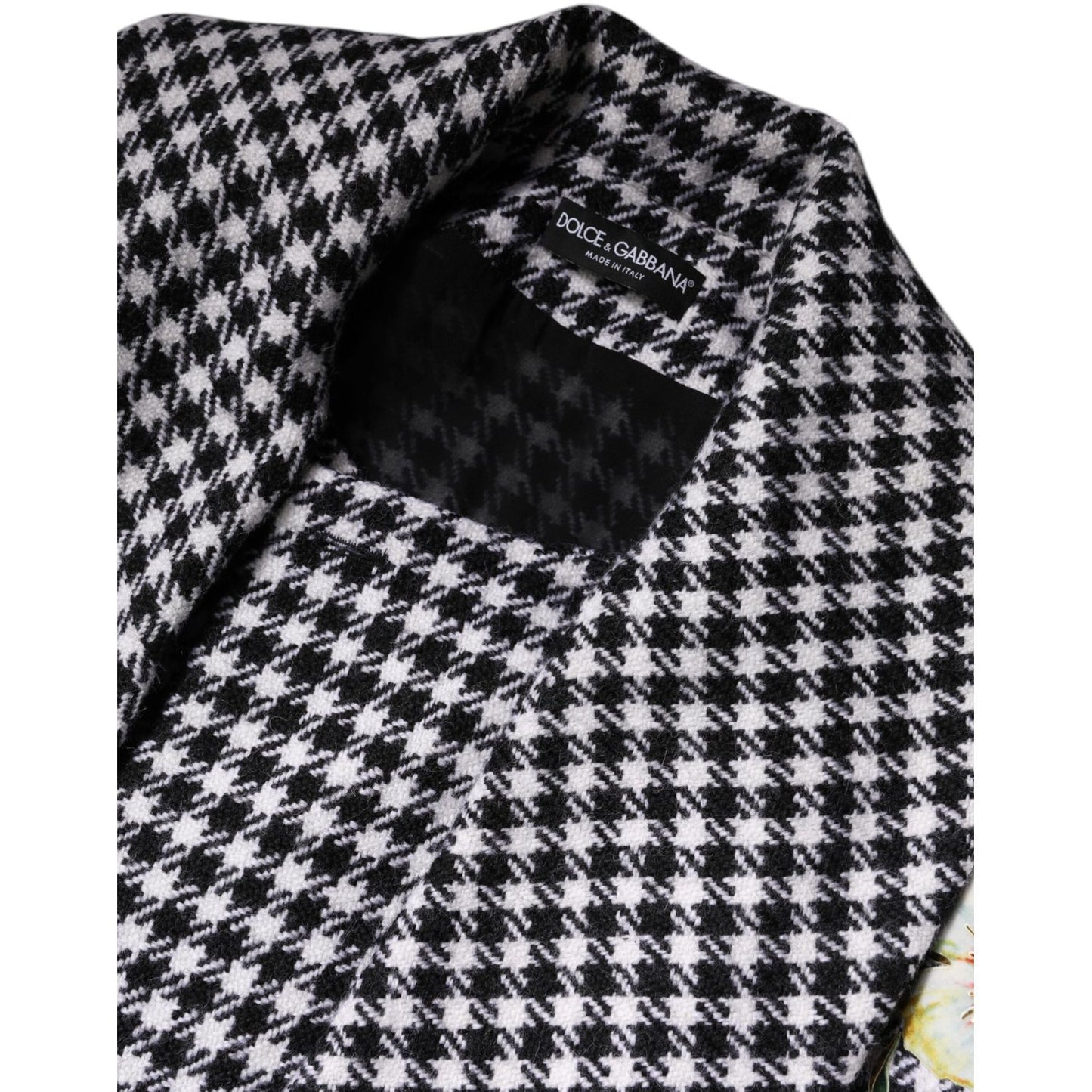 Dolce & Gabbana Black White Monochrome Patterned Floral Cape Jacket