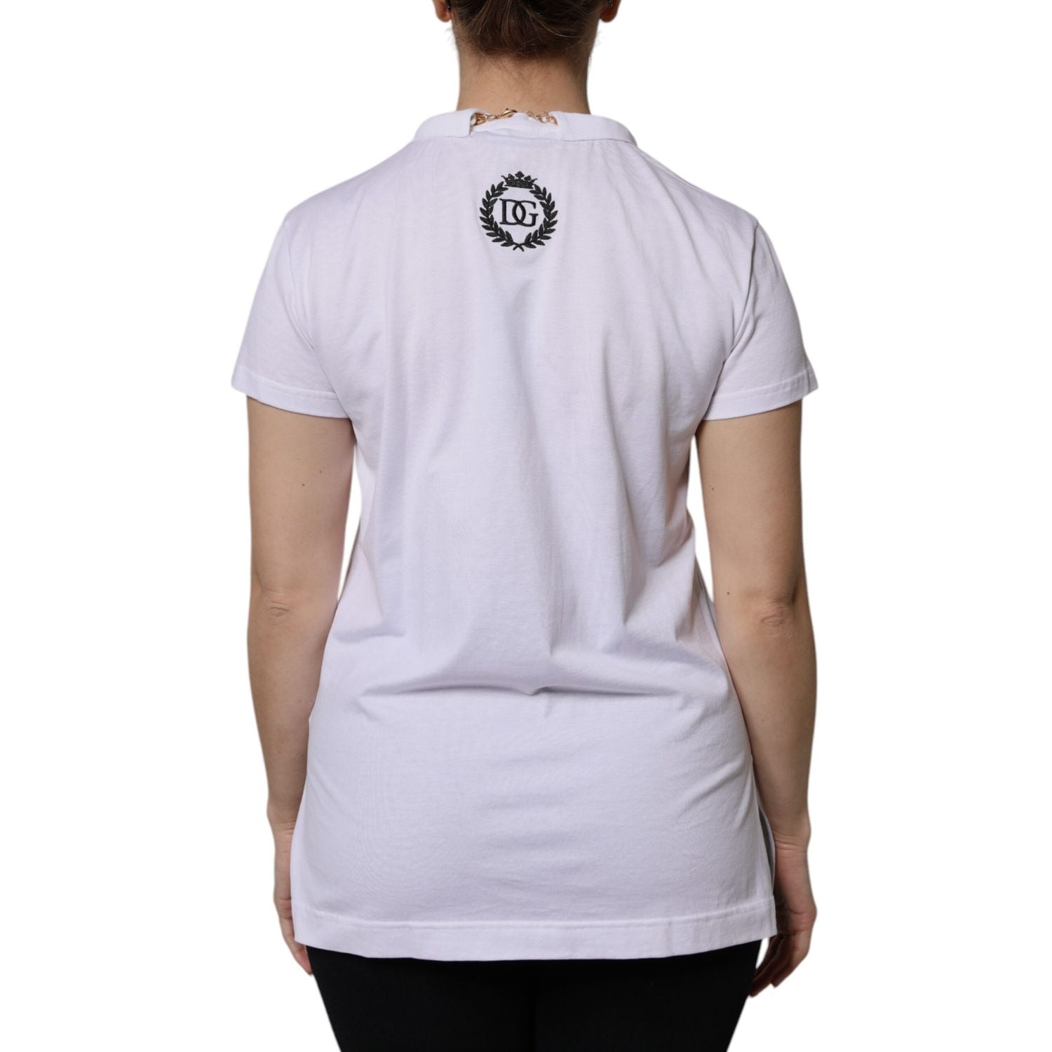 Dolce & Gabbana White Necklace Cotton Short Sleeve T-shirt