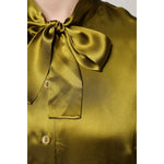 Dolce & Gabbana Olive Green Ascot Collar Long Sleeve Blouse Top TSH878634-46
