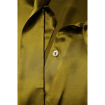 Dolce & Gabbana Olive Green Ascot Collar Long Sleeve Blouse Top TSH878634-46