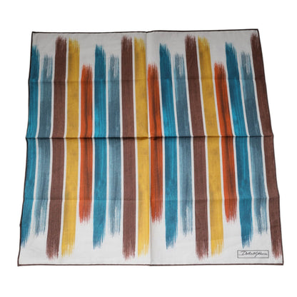 Dolce & Gabbana Multicolor Stripes Cotton Square Foulard Scarf