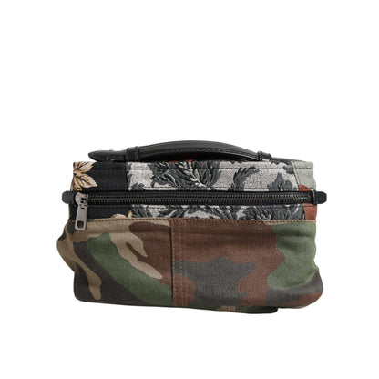 Dolce & Gabbana Multicolor Camouflage Patchwork Logo Waist Fanny Pack Bag