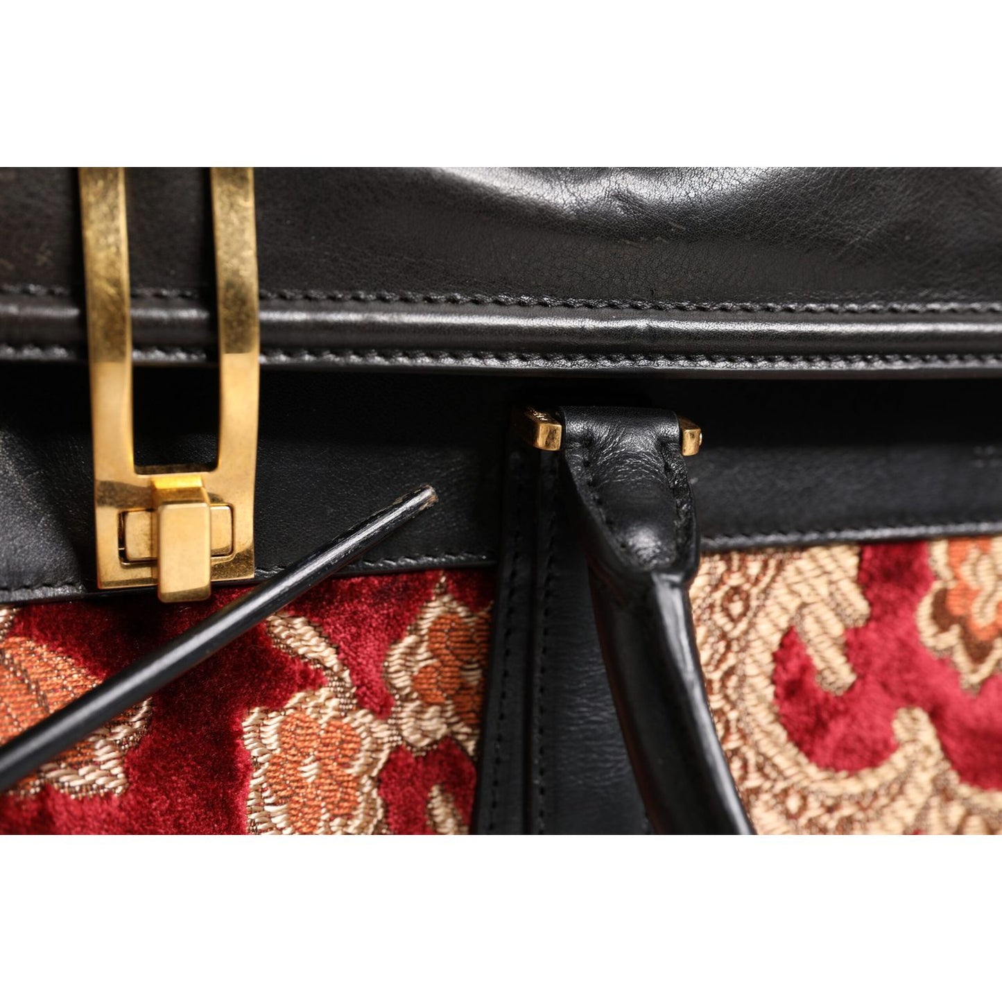 Dolce & Gabbana Multicolor Leather Brocade Velvet Travel Duffle Tote Bag