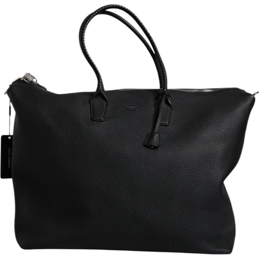 Dolce & Gabbana Black Calfskin Leather Hand Shoulder Duffle Bag