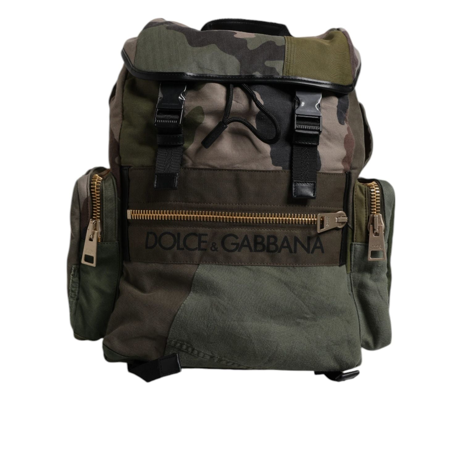 Dolce & Gabbana Military Green Patchwork Travel Backpack Bag