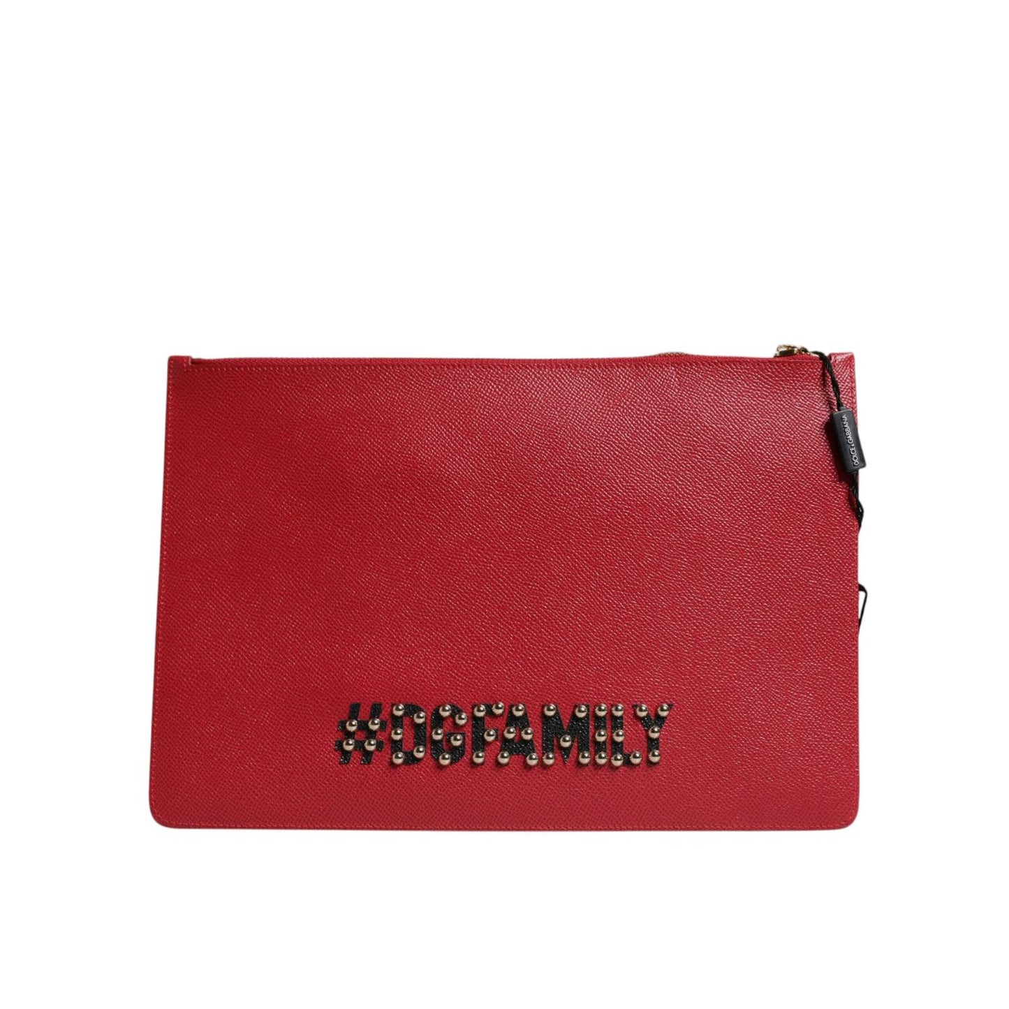 Dolce & Gabbana Red #DGFamily Embellished Leather Clutch Bag