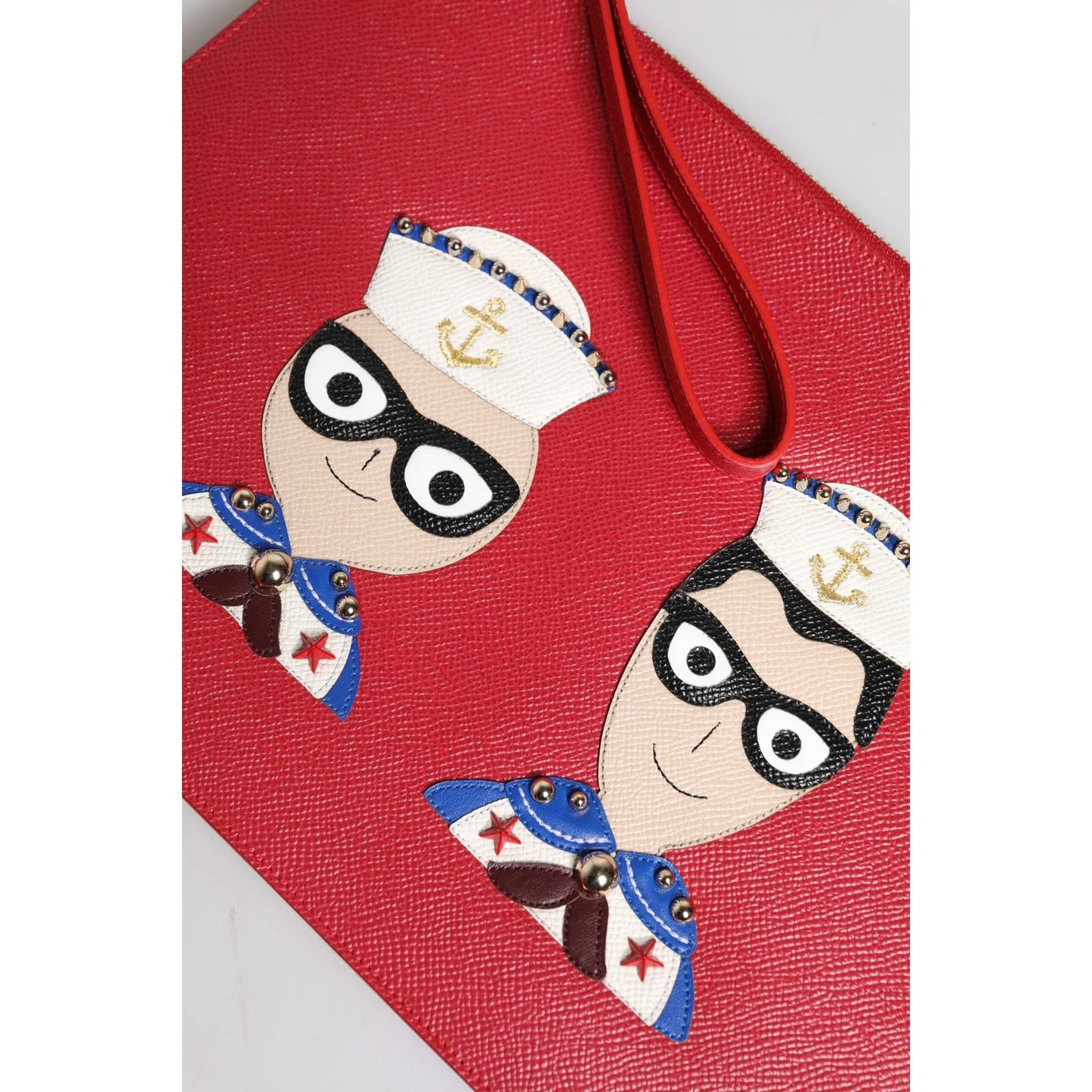 Dolce & Gabbana Red #DGFamily Embellished Leather Clutch Bag