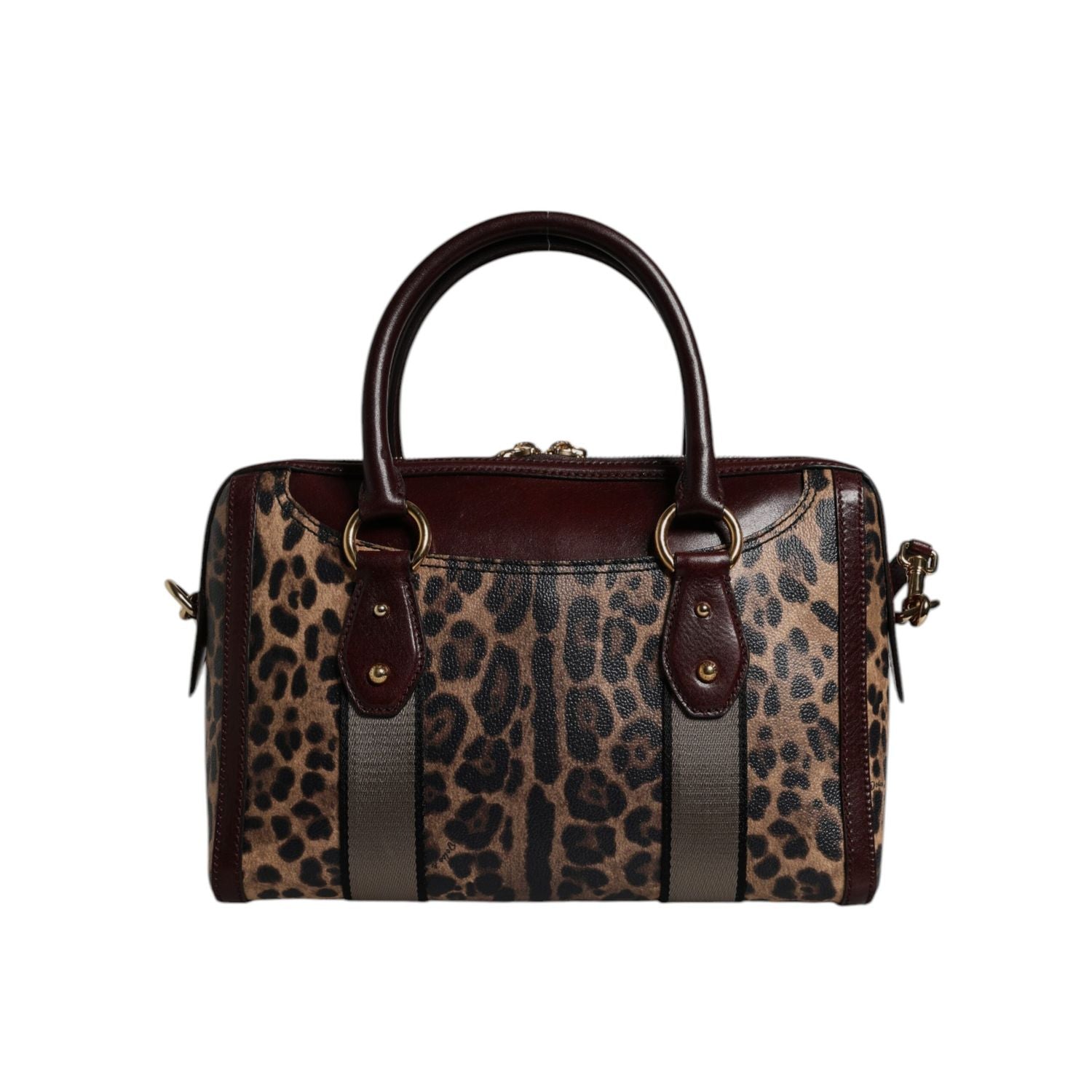Dolce & Gabbana Brown Leopard Leather Shoulder Strap Duffle Bag
