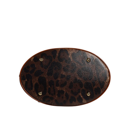 Dolce & Gabbana Brown Leopard Leather Shoulder Strap Tote Bag