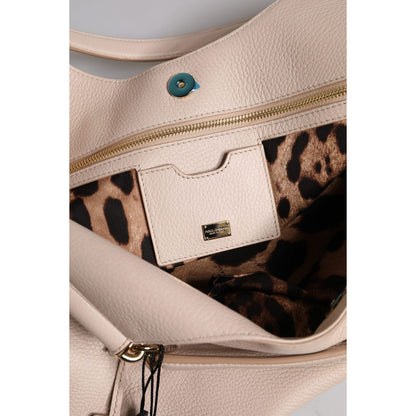 Dolce & Gabbana Light Pink Deer Leather Logo Plaque Tote Top Handle Bag