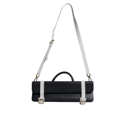 Dolce & Gabbana Blue White Calfskin Leather Crossbody Shoulder Bag