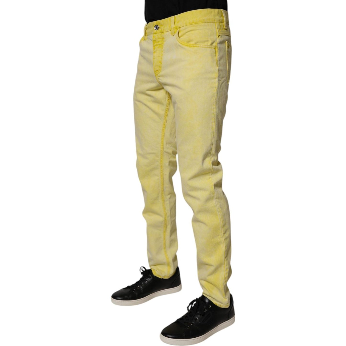 Dolce & Gabbana Yellow Cotton Stretch Skinny Men Denim Jeans Dolce & Gabbana
