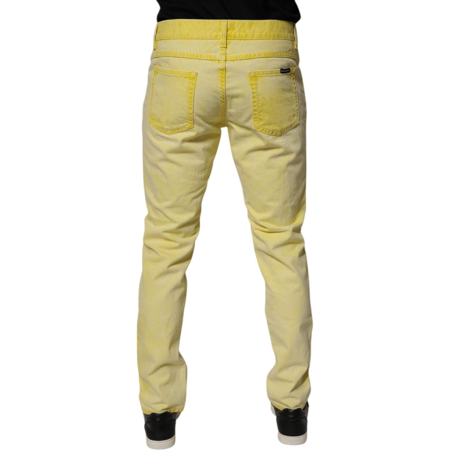 Dolce & Gabbana Yellow Cotton Stretch Skinny Men Denim Jeans Dolce & Gabbana