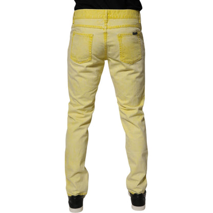 Dolce & Gabbana Yellow Cotton Stretch Skinny Men Denim Jeans Dolce & Gabbana