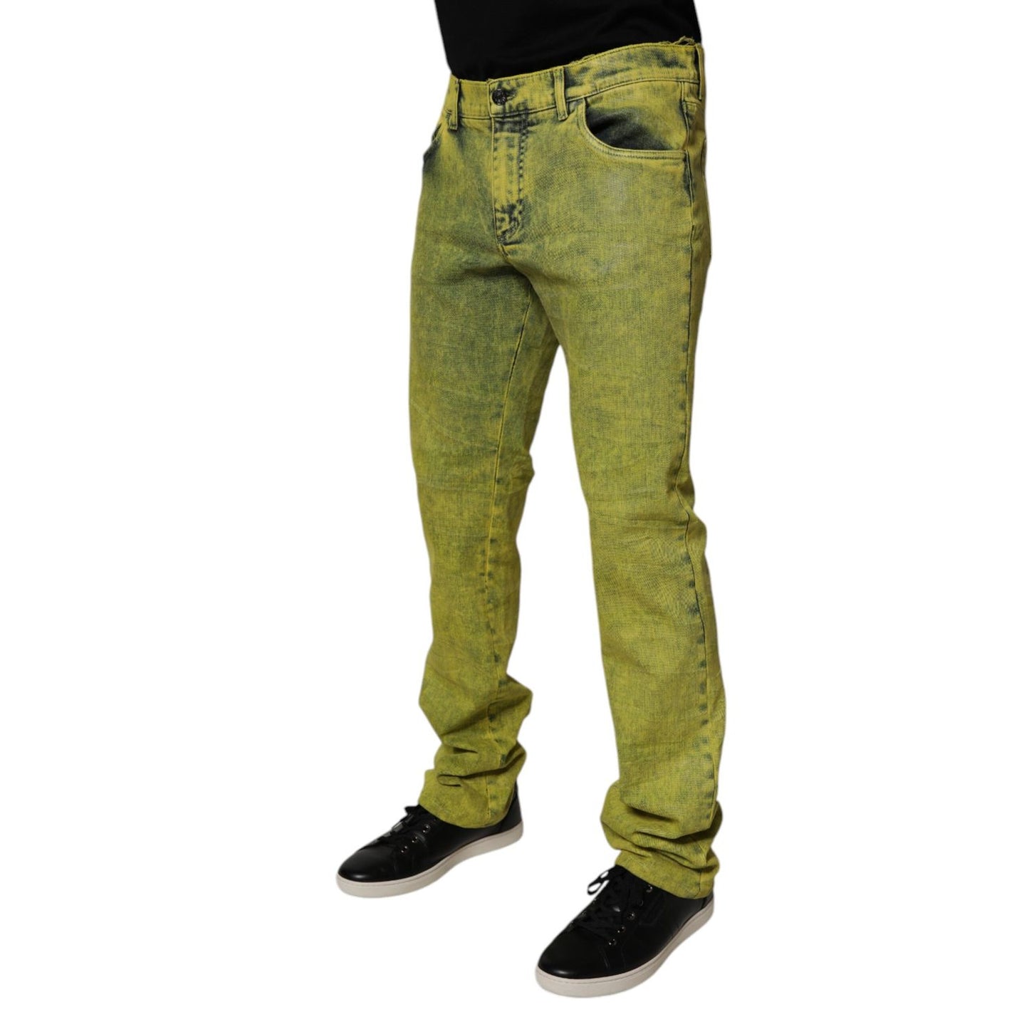 Dolce & Gabbana Yellow Cotton Stretch Skinny Men Denim Jeans Dolce & Gabbana