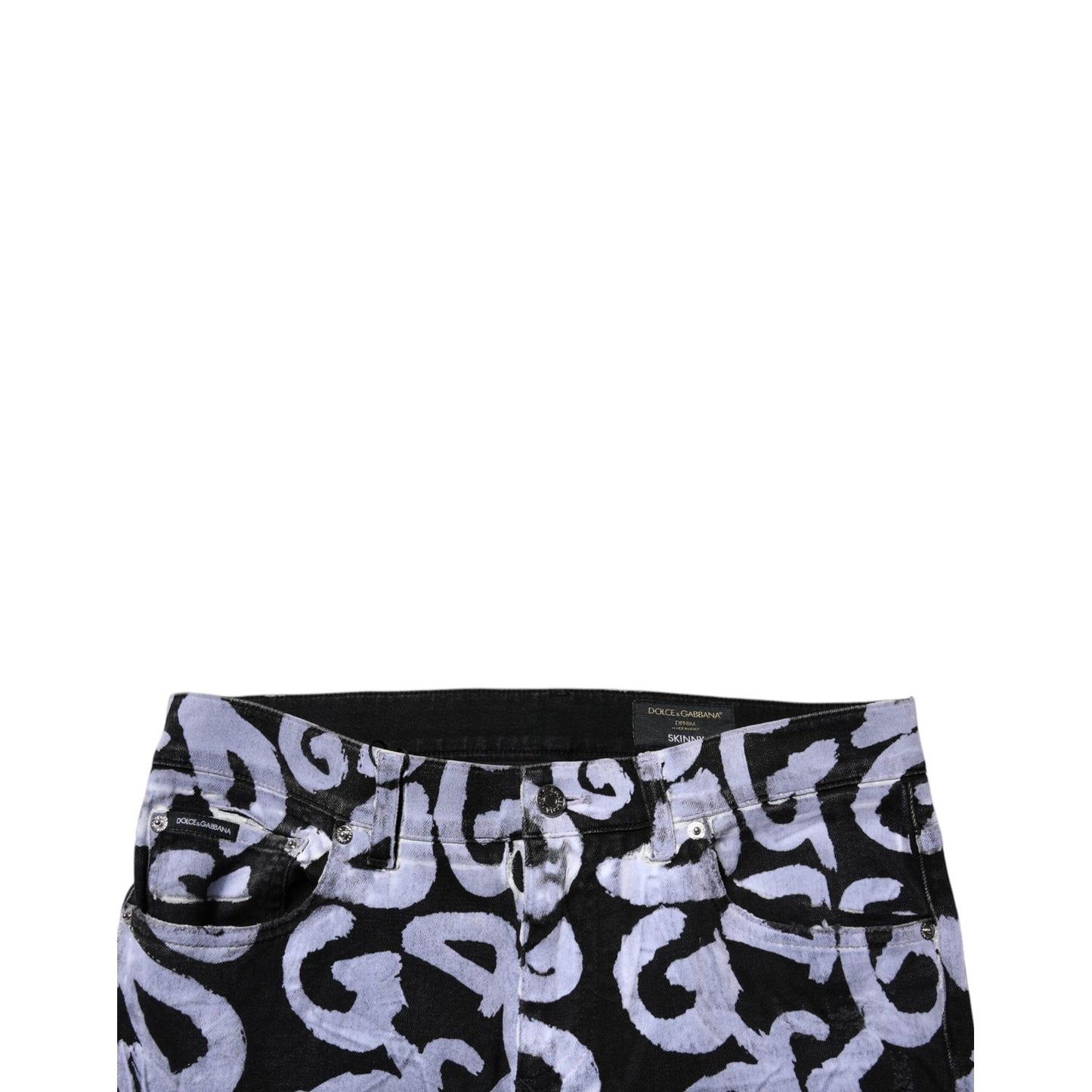Dolce & Gabbana Black Logo Monogram Cotton Skinny Denim Jeans