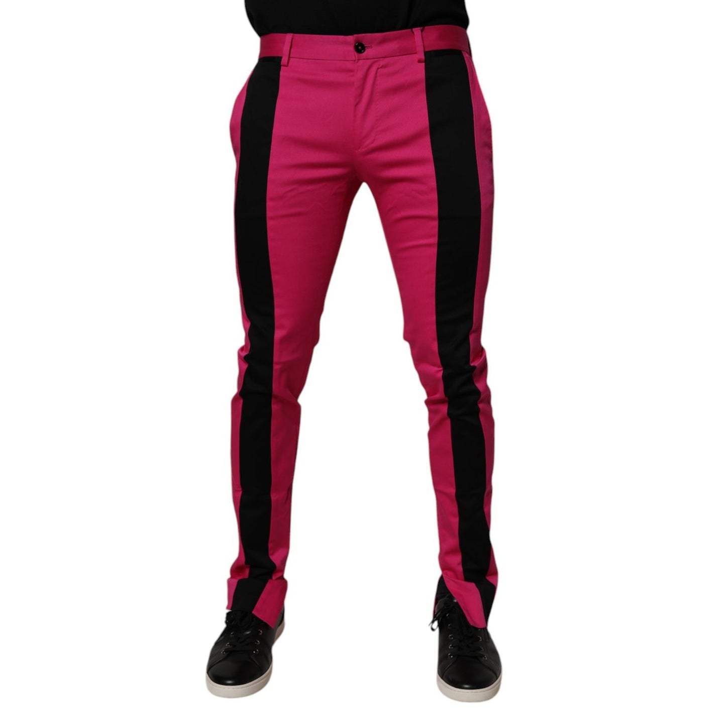 Dolce & Gabbana Pink Black Stripe Slim Fit Men Dress Pants