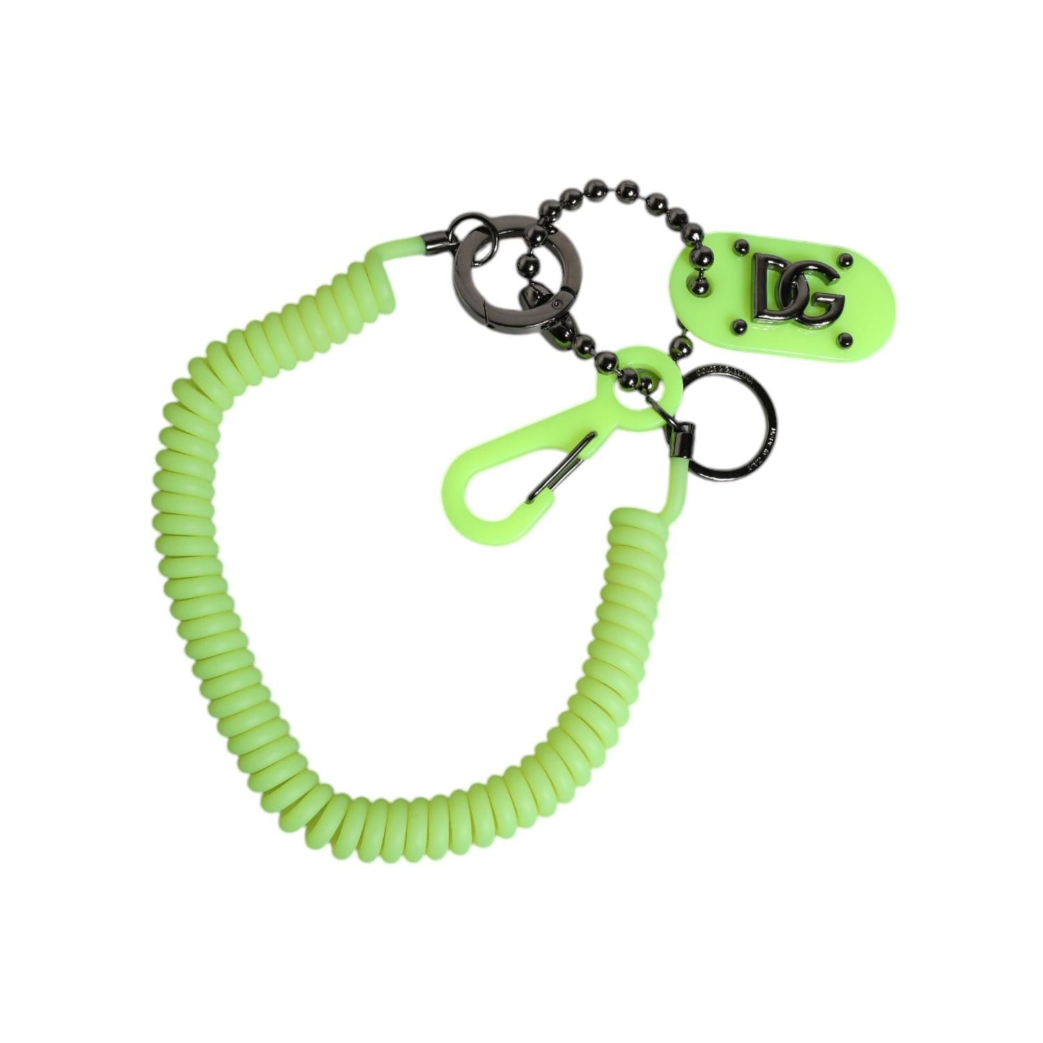 Dolce & Gabbana Green Springy Key Holder DG Logo Men's Keychain Keyring