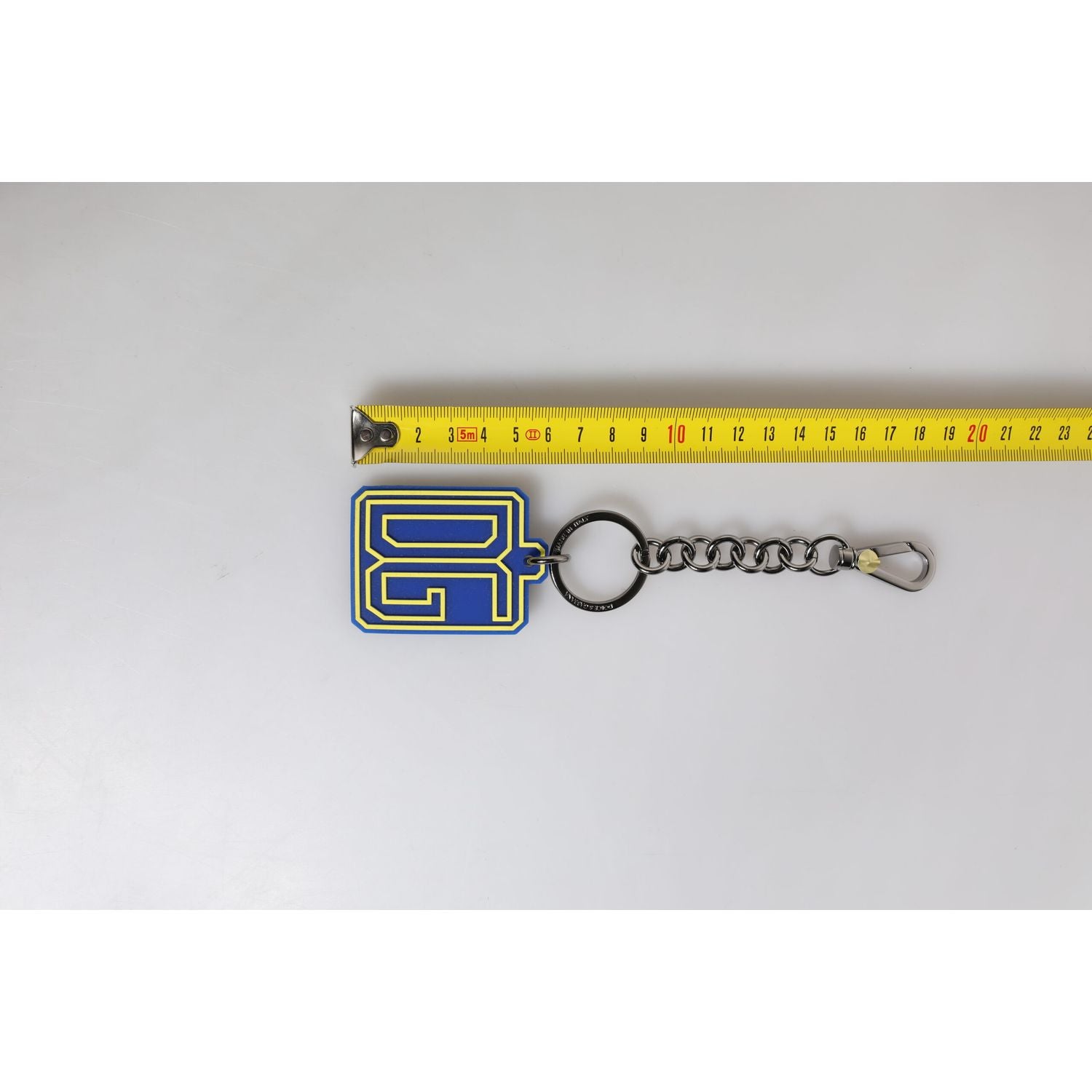 Dolce & Gabbana Blue Yellow DG Rubber Logo Silver Men's Keychain Keyring